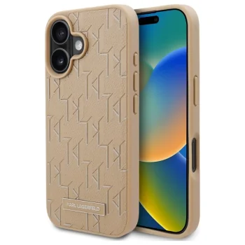 Karl Lagerfeld iPhone 16 Case Hot Stamp MagSafe, Beige