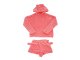 Warm Plush Hooded Pajama Set for Women with Shorts XL, Pink