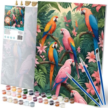 Massido Paint-by-Numbers Kit 40x50 cm - Colorful Parrots Art Canvas
