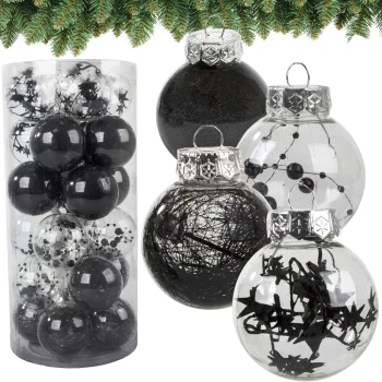 Christmas Tree Baubles 6 cm, Set of 24, Black