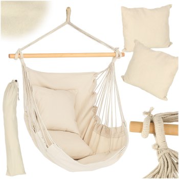 Brazilian Hanging Hammock Chair with Footrest, Beige