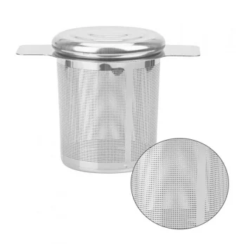 Tea and Herb Infuser Strainer with Lid AG908, Silver