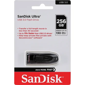 USB Flash Drive SanDisk Ultra 256GB USB 3.0 up to 100MB/s, Black (SDCZ48-256G-U46)