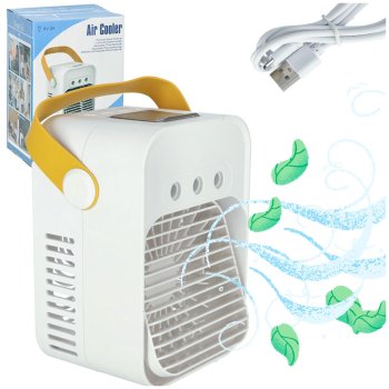 Portable 3-in-1 Air Cooler, Fan, and Humidifier USB, White