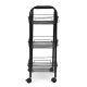 Металлическая этажерка на колесиках с 3 полками ModernHome, черная