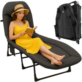 Trizand 25380 Folding Camping Cot with Mattress, 150 kg Capacity