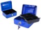 Metal cash box with key and compartments, 20x16x9 cm, blue