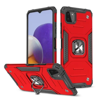 Rugged Case Wozinsky Ring Armor for Samsung Galaxy A22 4G with Kickstand Ring, Red
