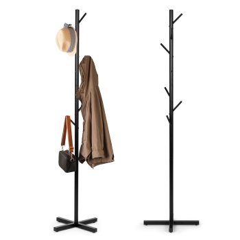 Coat Rack Stand Metal with 7 Hooks 177 cm ModernHome, Black