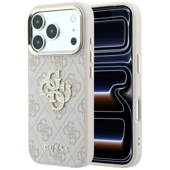 Guess 4G & Big Strass Logo Case for iPhone 17 Pro / 18 Pro, Pink