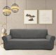 Stretch Velvet Sofa Cover for 3 Seater Couch, Light Grey