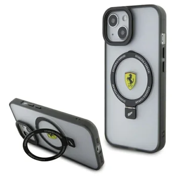 Ferrari Ring Stand MagSafe dėklas iPhone 15 Plus / 14 Plus, skaidrus