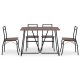 Ēdamistabas komplekts galds ar 4 krēsliem PARIS ModernHome industriālā stilā