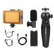 Puluz Live Broadcast Kit Tripod Mount + LED Lamp + Microphone, Black