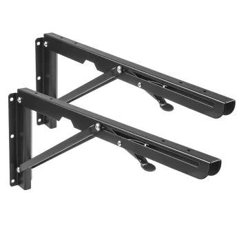 Maclean MC-876 Folding Wall Shelf Bracket, 50 kg, Black