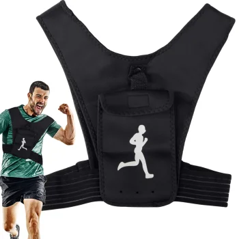 Sports Running Vest with Reflectors and Phone Holder, Black