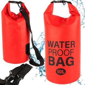 Waterproof dry bag backpack for kayak, hiking 10L, red