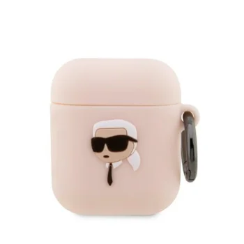 Karl Lagerfeld Silicone Karl Head 3D Case for AirPods 1/2, Pink