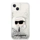 Karl Lagerfeld iPhone 14 Plus Case Liquid Glitter Karl Head Silver