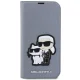 Karl Lagerfeld iPhone 14 Pro Wallet Case Saffiano Karl & Choupette, Silver