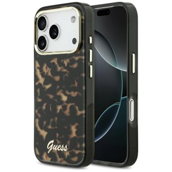 Guess IML Script Metal MagSafe Phone Case Cover iPhone 17 Pro - Black and Brown
