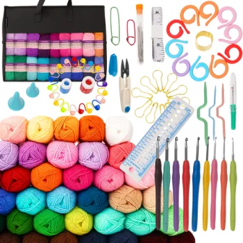Maaleo 25885 113-Piece Crochet Set with Yarn and Bag Multicolor