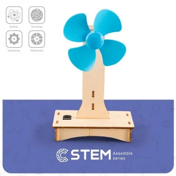 Wooden Assembly Kit Electric Fan STEM Educational Toy
