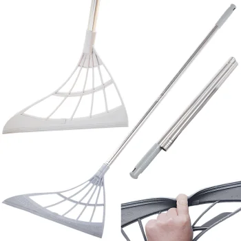 Silicone Broom with Adjustable Handle, 95x30 cm, Grey