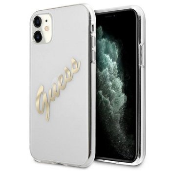 Apple iPhone 12 / 12 Pro 6.1'' Guess Vintage Script Gold Case Cover (GUHCP12MKTRSVGO), Transparent