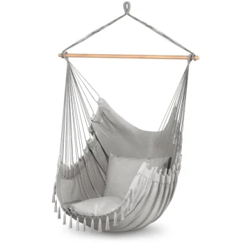 Hanging Brazilian Hammock Chair BAHIO with 2 Cushions - Grey
