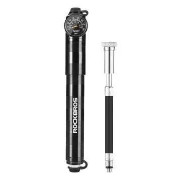 Rockbros HQ-67A-L03 Bicycle Pump with Pressure Gauge, 160 PSI, AV/FV, Black