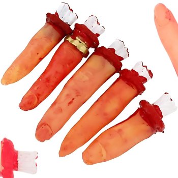 Fake Severed Fingers Halloween Decoration 5 Rubber Stitched