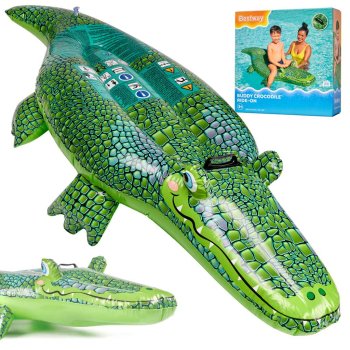 BESTWAY 41477 Inflatable Water Mattress with handles Crocodile, 150x70cm