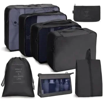 Travel Organizer Set (8 Pcs), Black