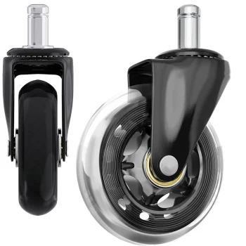 Rubber Office Chair Caster Wheel with Bearings, 11mm, 1 pc, Black