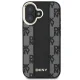 DKNY Leather Checkered Mono Pattern MagSafe dėklas telefonui iPhone 16, juodas