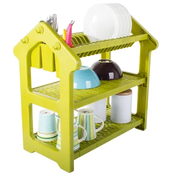 Large 3-Tier Dish Drainer Rack, 53x52x27.5 cm