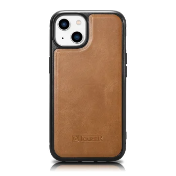 iCarer Leather Oil Wax Genuine Leather Case for iPhone 14 Plus, Brown (WMI14220719-TN)