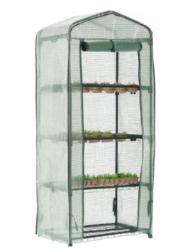 Portatīva Plēves Mini Siltumnīca ar 4 Plauktiem Iekštelpām Balkonam Dārzam Pagalmam (69 x 49 x 160 cm) | Mini...