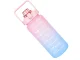 Motivational Water Bottle with Straw 2000 ml, Pink-Blue