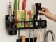 Wall Kitchen Organizer - Metal Hanging Shelf, Black