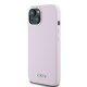 DKNY iPhone 15 Case Silicone Horizontal Metal Logo MagSafe, Pink