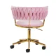 Velvet Swivel Chair 4Rico QS-GW01G for Beauty Salons, Pink