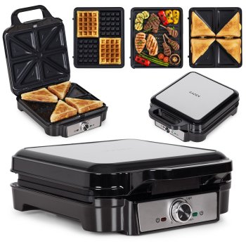 KADEN 3-in-1 Sandwich Maker 1200W with Waffle and Grill Plates Panini Press