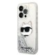 Karl Lagerfeld iPhone 14 Pro Max Case Liquid Glitter Choupette Silver