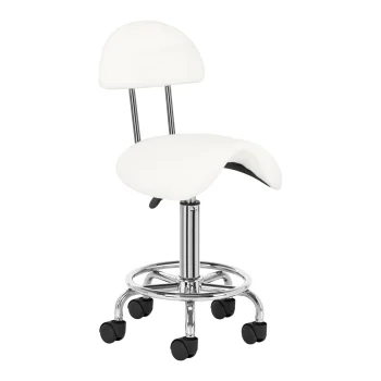 Activeshop 6001 Cosmetic Salon Stool with Backrest, White