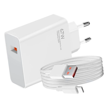 Xiaomi Wall Charger 67W USB + Charging Data Cable ( USB to Type C ), White