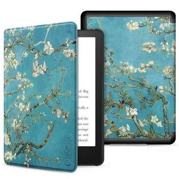 Tech-Protect SmartCase for Kindle 11" 2022, Blue with Sakura Flowers