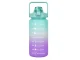 Motivational Water Bottle with Straw 2000 ml, Blue-Purple