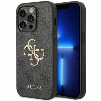 Guess 4G Metal Logo Case for iPhone 15 Pro Max, Grey